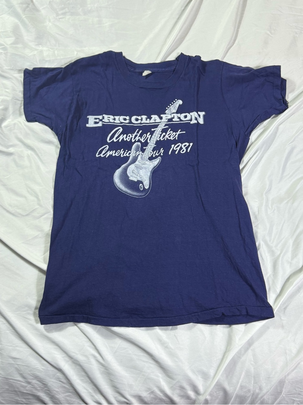 Vintage Eric Clapton "Another Ticket" 1981 Tour Navy Graphic Tee VTG Navy White